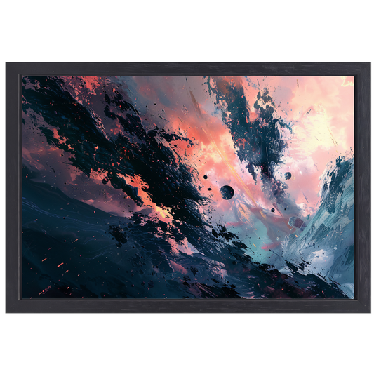 Explosieve Kosmische Dans in Kleur canvas met baklijst