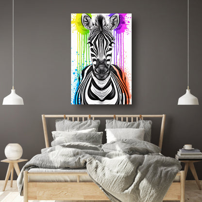 Kleurrijke Zebra Street Art Print canvas