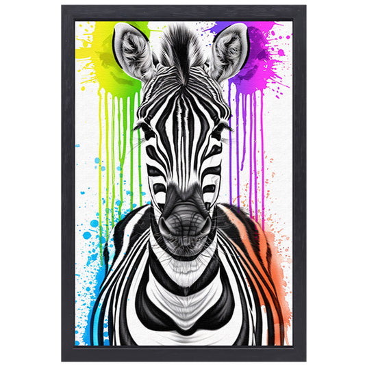 Kleurrijke Zebra Street Art Print canvas met baklijst