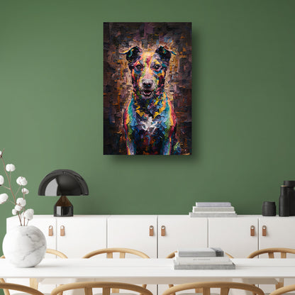 Expressieve kleurrijke hond in moderne kunst poster