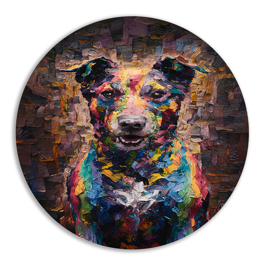 Expressieve kleurrijke hond in moderne kunst forex muurcirkel