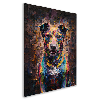 Expressieve kleurrijke hond in moderne kunst canvas