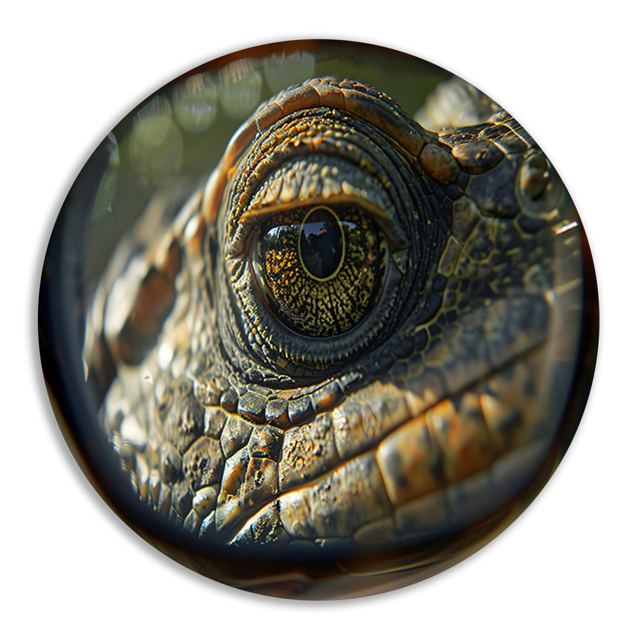 Close-up van Reptielenoog aluminium muurcirkel