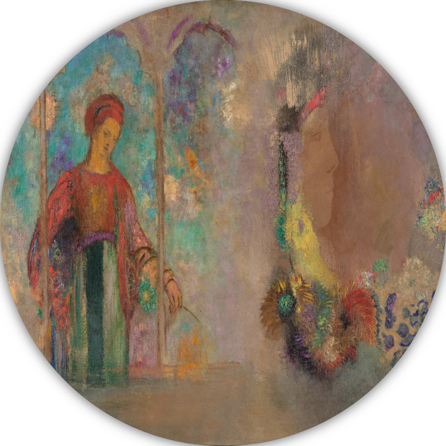 Vrouw in een gotische arcade - Odilon Redon forex muurcirkel