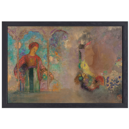 Vrouw in een gotische arcade - Odilon Redon canvas met baklijst
