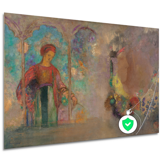 Vrouw in een gotische arcade - Odilon Redon poster