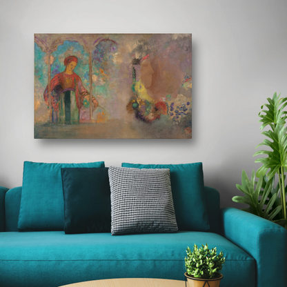 Vrouw in een gotische arcade - Odilon Redon poster