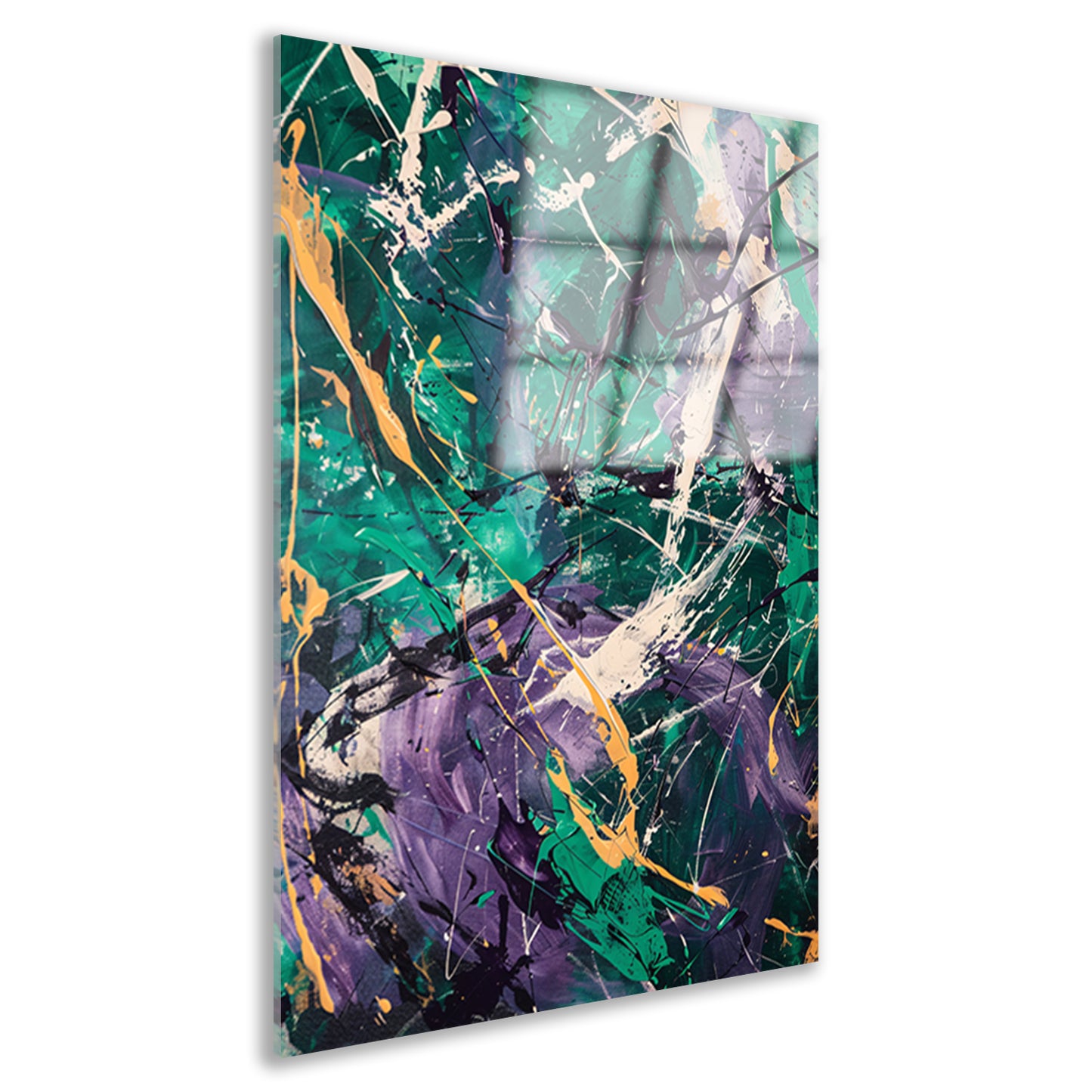 Kleurrijk abstract schilderij met dynamische lijnen acrylglas