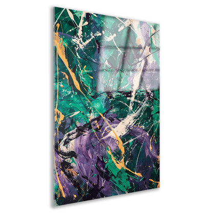 Kleurrijk abstract schilderij met dynamische lijnen acrylglas