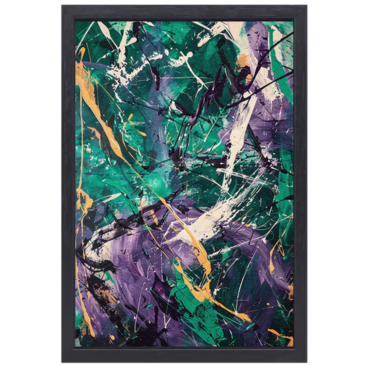 Kleurrijk abstract schilderij met dynamische lijnen canvas met baklijst