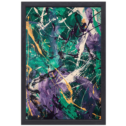 Kleurrijk abstract schilderij met dynamische lijnen canvas met baklijst