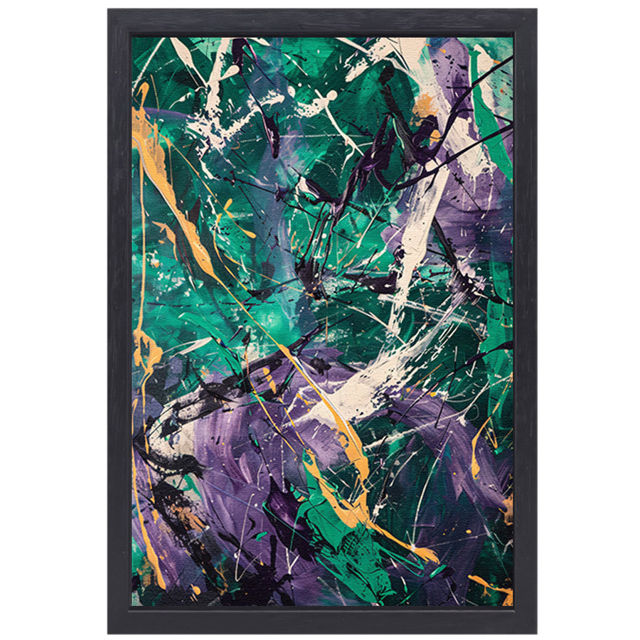 Kleurrijk abstract schilderij met dynamische lijnen canvas met baklijst