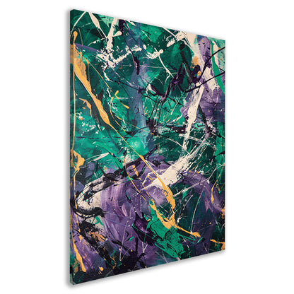 Kleurrijk abstract schilderij met dynamische lijnen canvas
