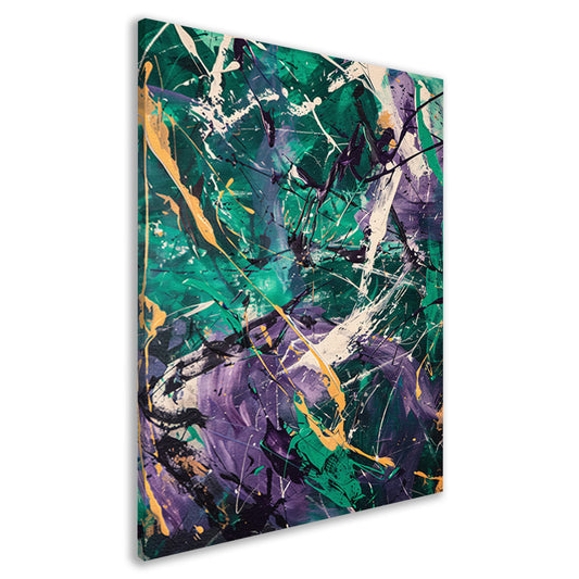 Kleurrijk abstract schilderij met dynamische lijnen canvas