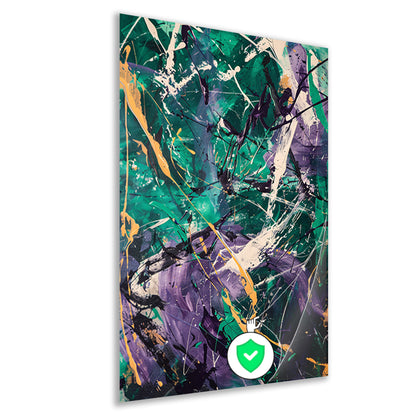 Kleurrijk abstract schilderij met dynamische lijnen poster