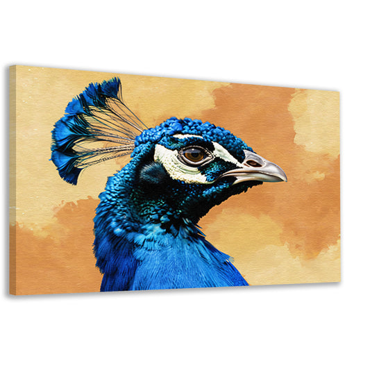 Gedetailleerde kleurrijke afbeelding van een pauw canvas