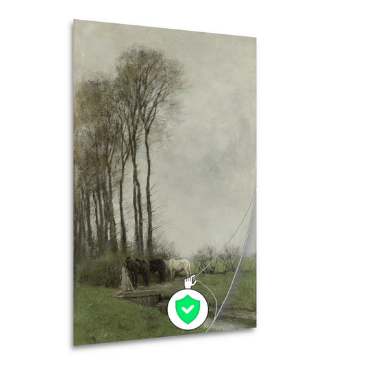 Paarden bij het hek - Anton Mauve poster