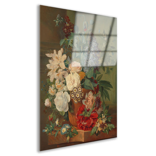 Bloemen in een terracotta vaas - Albertus Jonas Brandt Acrylglas
