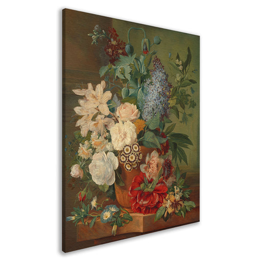 Bloemen in een terracotta vaas - Albertus Jonas Brandt canvas