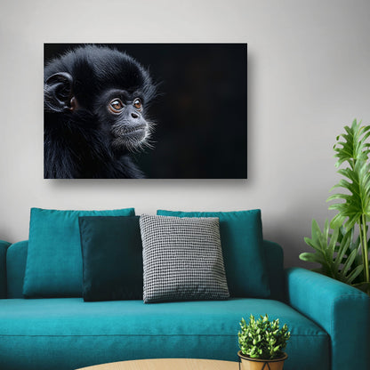 Zwart-wit portret van een contemplatieve aap canvas