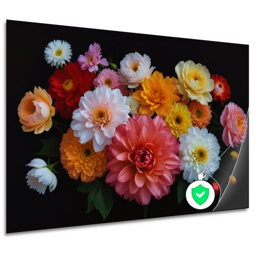 Diverse Kleurrijke Bloemen op Donkere Achtergrond poster