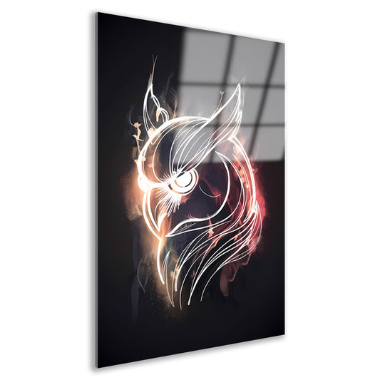Uil van Vuur en Schaduw - Krachtige Kunst acrylglas