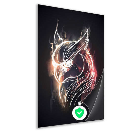 Uil van Vuur en Schaduw - Krachtige Kunst poster