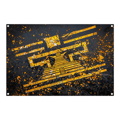 Minimalistische Gele Piramide tuinposter