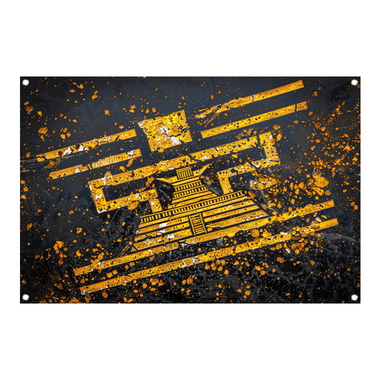 Minimalistische Gele Piramide tuinposter