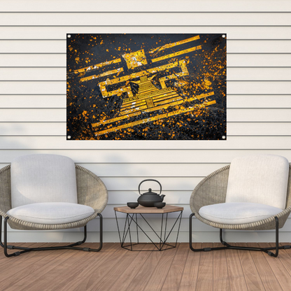 Minimalistische Gele Piramide tuinposter