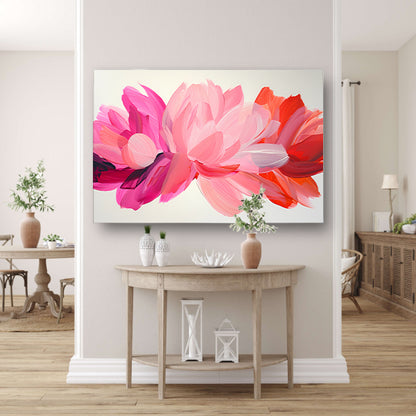 Kleurrijk abstract bloemenontwerp voor interieur canvas met baklijst