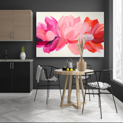 Kleurrijk abstract bloemenontwerp voor interieur canvas met baklijst