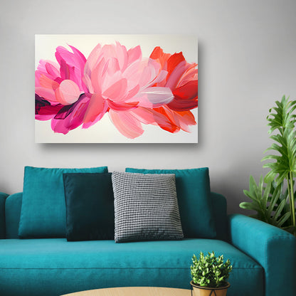 Kleurrijk abstract bloemenontwerp voor interieur canvas met baklijst