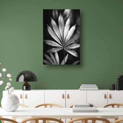 Zwart-Wit Minimalistisch Blad in Licht canvas