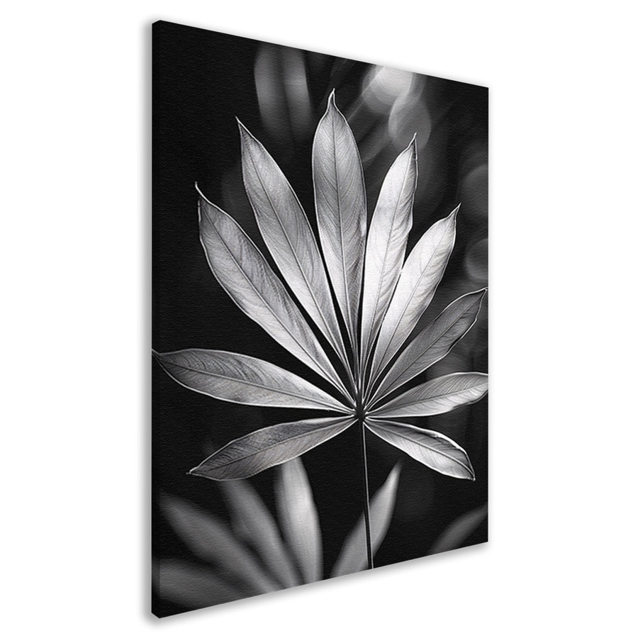 Zwart-Wit Minimalistisch Blad in Licht canvas