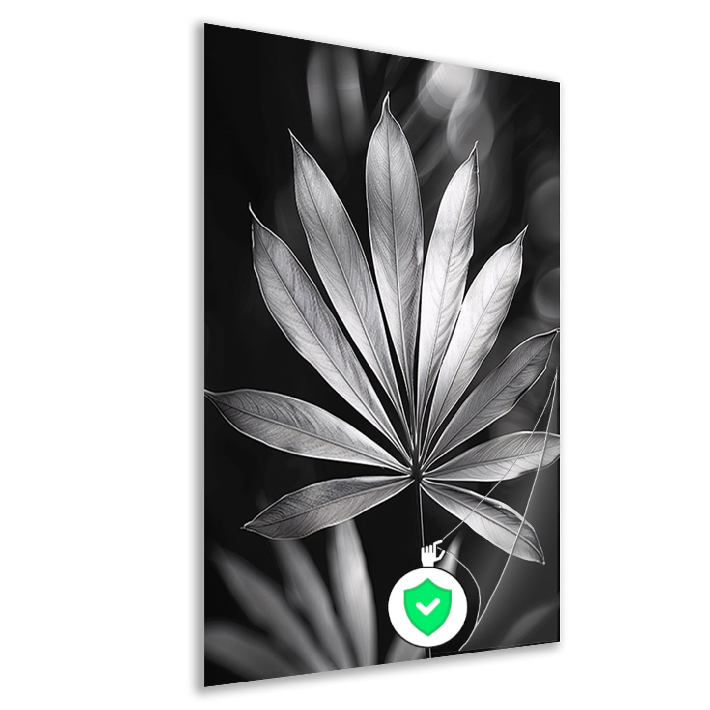 Zwart-Wit Minimalistisch Blad in Licht poster