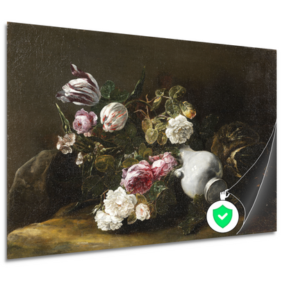 Stilleven met bloemen en een omgevallen kruik - Jan Fyt poster