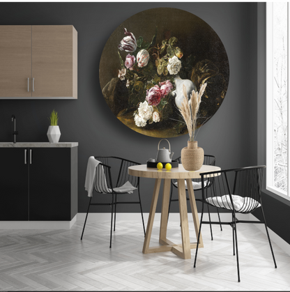 Stilleven met bloemen en een omgevallen kruik - Jan Fyt forex muurcirkel