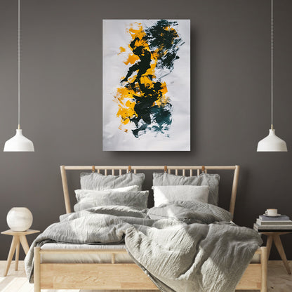 Expressieve abstracte kunst met silhouetten canvas met baklijst