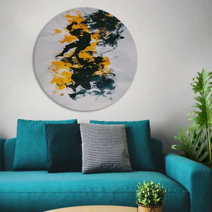 Expressieve abstracte kunst met silhouetten aluminium muurcirkel