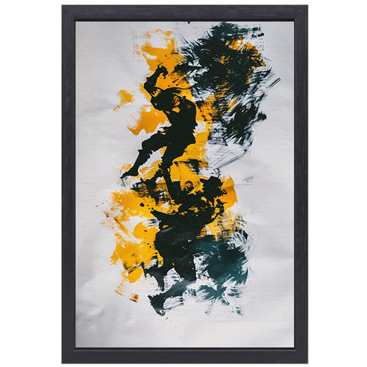 Expressieve abstracte kunst met silhouetten canvas met baklijst