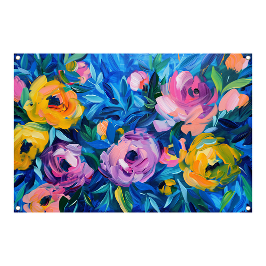 Kleurrijke Abstracte Impressie van Bloemen in Kunst tuinposter