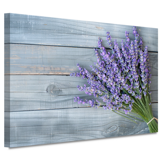 Lavendel op houten tafel canvas