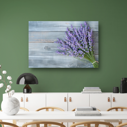 Lavendel op houten tafel canvas