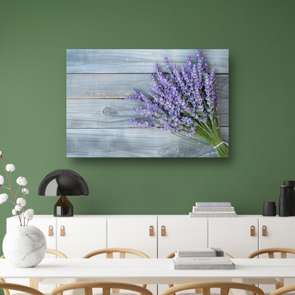 Lavendel op houten tafel canvas met baklijst