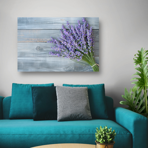 Lavendel op houten tafel canvas met baklijst