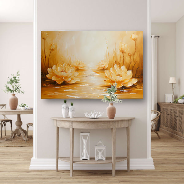 Gouden waterlelies in serene omgeving canvas