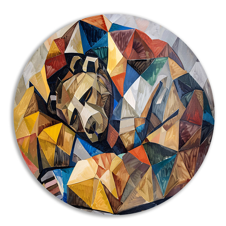 Beer in geometrische vormen en kleuren aluminium muurcirkel
