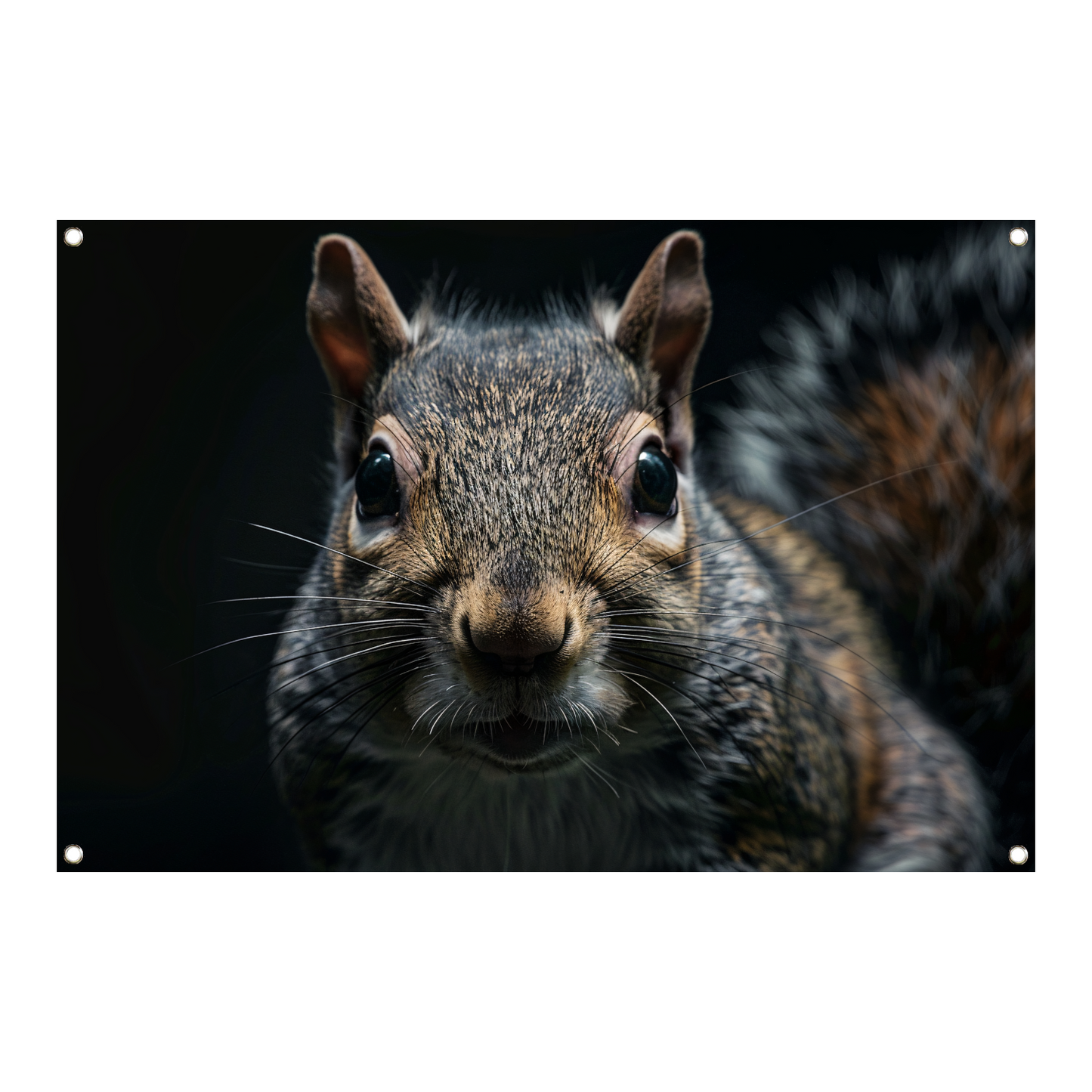 Close-up van een Eekhoorn in het Donker tuinposter
