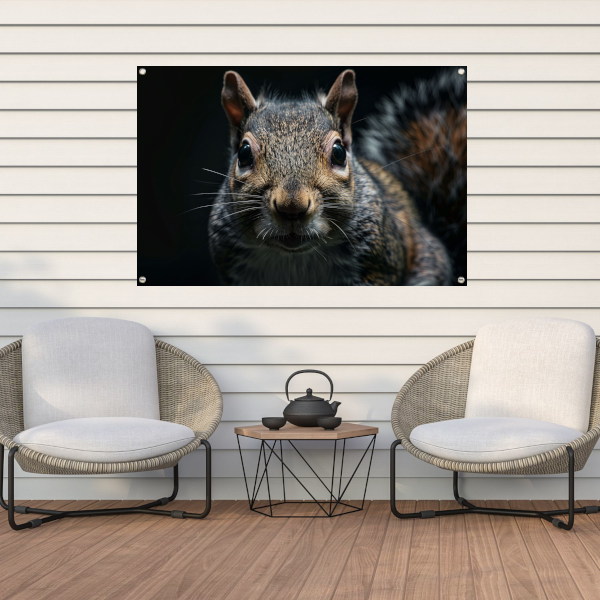 Close-up van een Eekhoorn in het Donker tuinposter